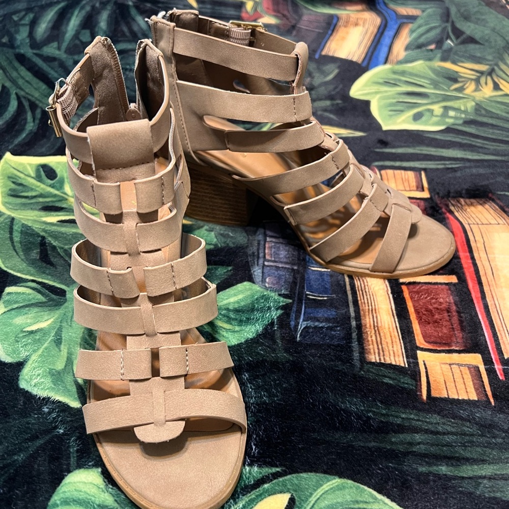 Qupid Beige Strappy Heels